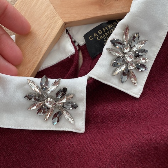 Charter Club Luxury Cashmere Jewel Burgundy White Layer Knit Sweater - Picture 11 of 16